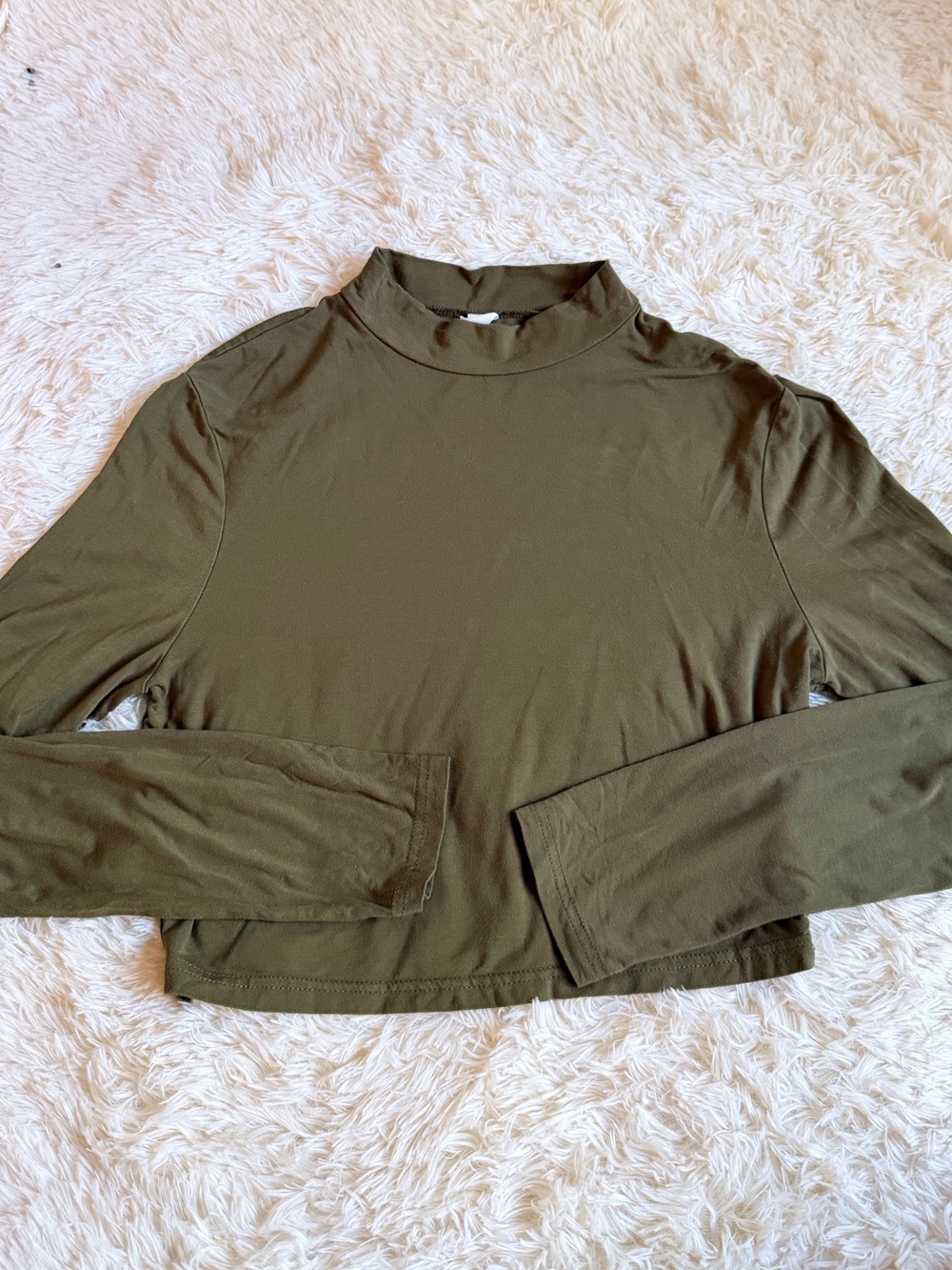 H&M Olive Green Long Sleeve Crop Top